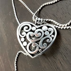 Pre-Owned Brighton Contempo Heart ID badge clip Necklace